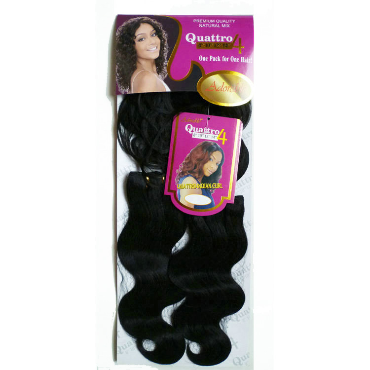 Adorable hair, 4 different size indian synthetic deep curly hair weft, Quattro Ripple deep wave hair weave with fringe