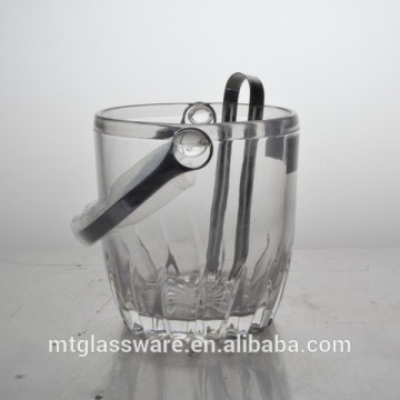 Solid material glass rectangular lighted ice bucket