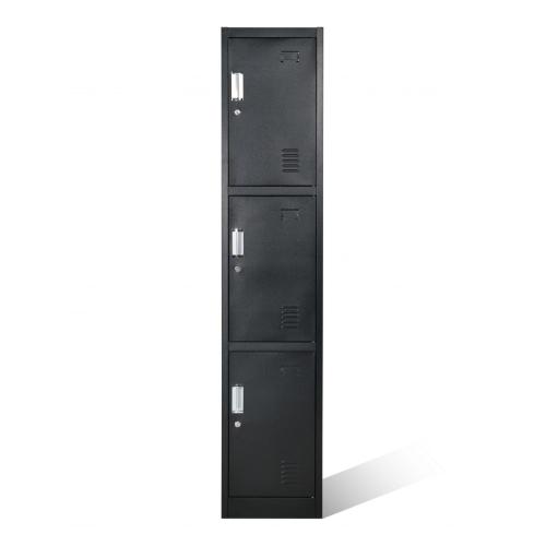 3 Tier Powder Coated Metal Lockers Black