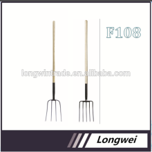 agricultural tool Steel farming pitch fork with long wooden handle