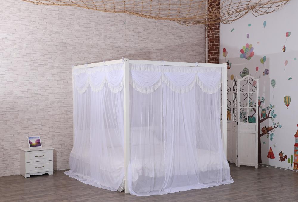 Polyester White Mosquito Nets Square Beds Canopy