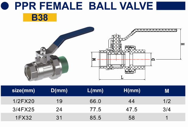 High Pressure PPR Brass Female Water Ball Valve