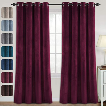 Red Velvet 84 Inches Curtain Drapes