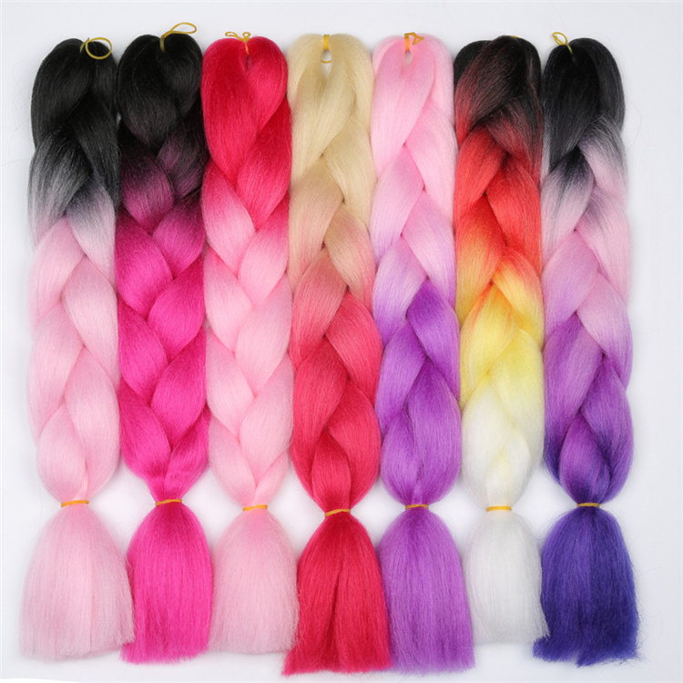 African Synthetic Hair For Braids Extensions Fibre Jumbo Hair Braid Color Pre-Stretched Synthetic Braiding Hair