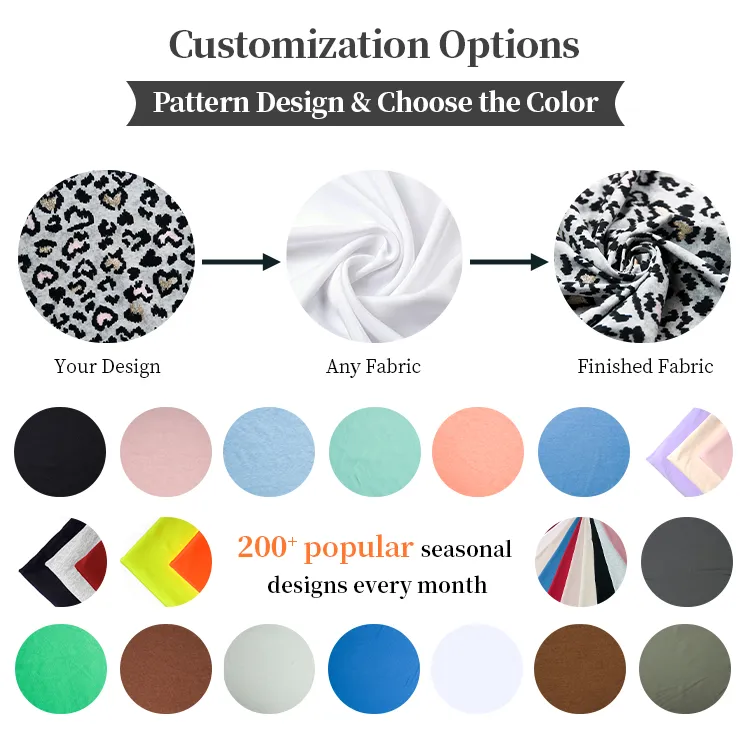 Tecidos de jersey simples tingidos lisos 95% algodão 5% spandex