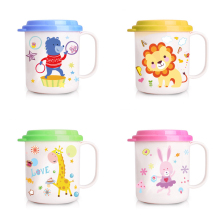 Cartoon Animals Design PP Plastic Drinking Cups with Handle for Kids