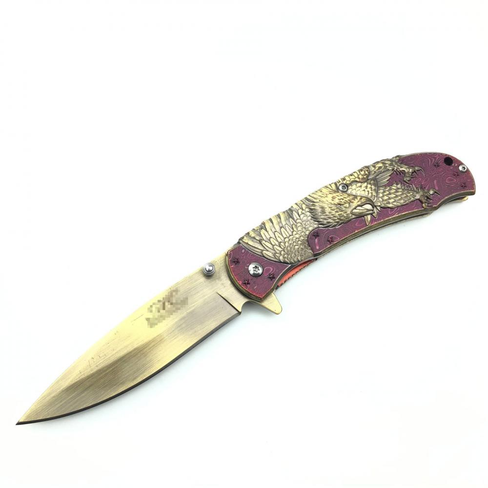 Embossed Flying Eagle Semi Automatic Folding Knife