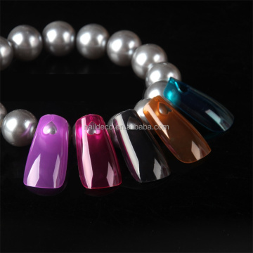 Heart Cut Out Nude Gel Tips Medium Square Shape Full Coverage