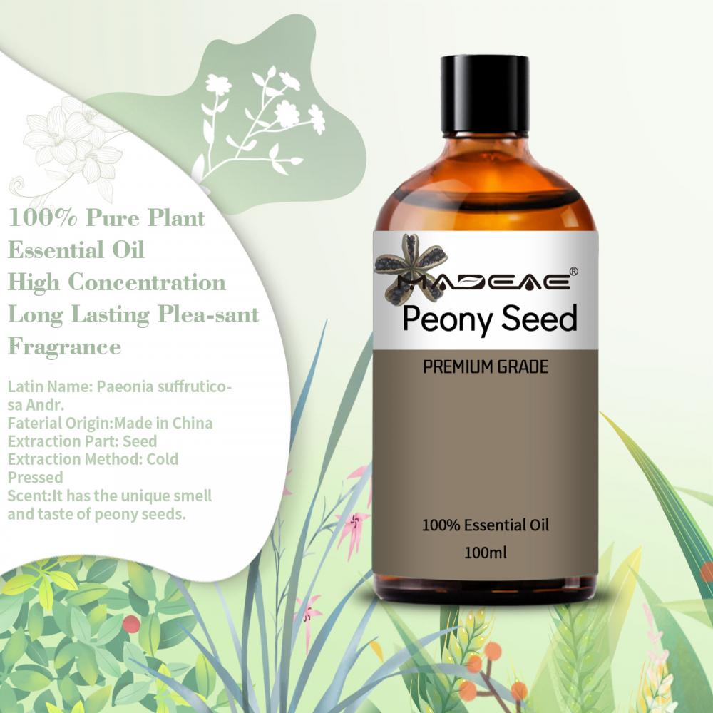 Carrier de hidratante orgânico puro e prensado a frio óleo de semente peônia para cuidados com a pele cosmética