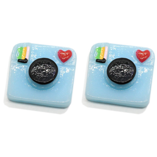 Cartoon Roze Camera Hart Hars Plaksteen Bedels Blauwe Video Cabochon Ambachtelijke Kinderen Sieraden Decoratie Accessoires