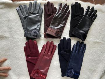 colorized handmade touch screen ladies gloves