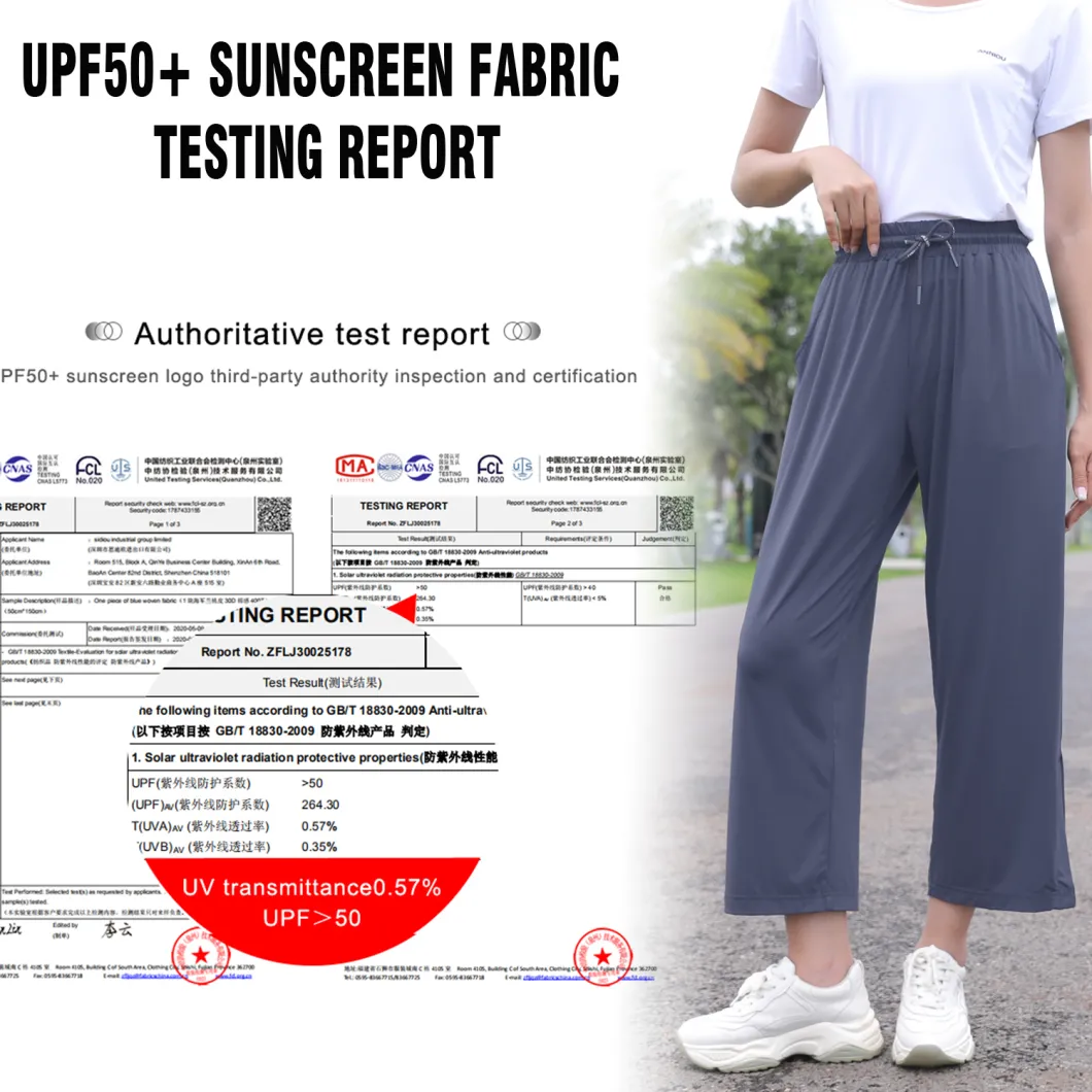 Upf50+ Anti-Ultraviolet Wide-Leg Cropped Ladies Quick Drying Pants