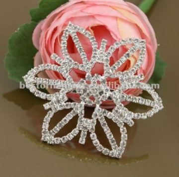 Silver Tone Rhinestone Brooch Pin