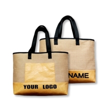 Affordable Colored Abaca Burlap Tote Bag with Pocket