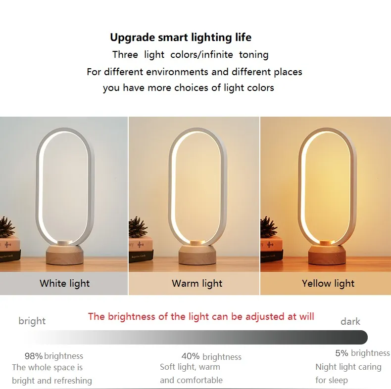 Best Birthday Present Wooden Night Light Modern Style Wood Bedside Table Lamp