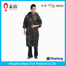 man fashion forest camouflage long pvc rain poncho