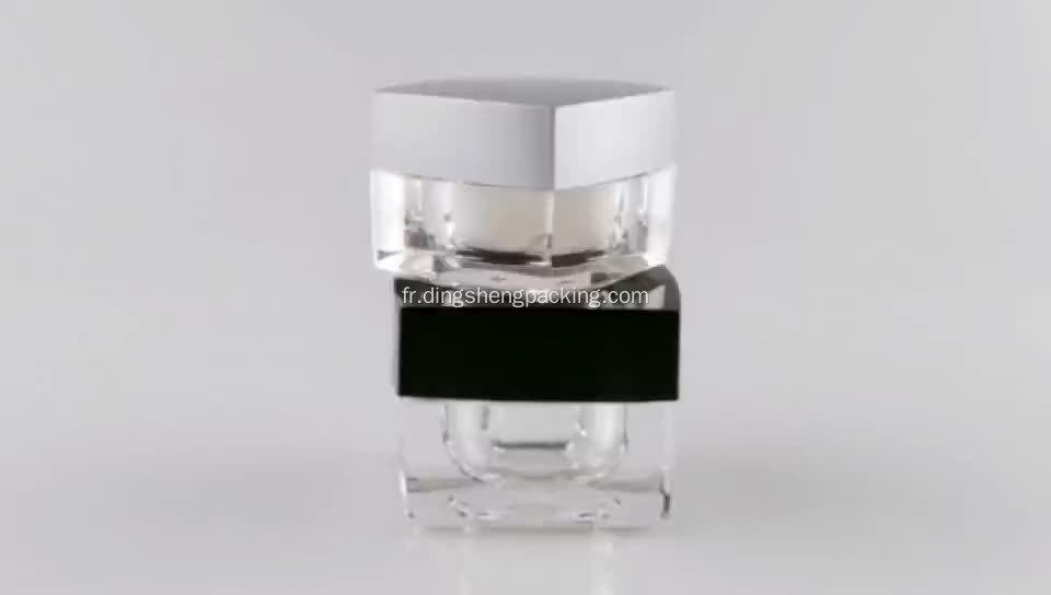 Pot en plastique transparent de crème cosmétique acrylique carrée