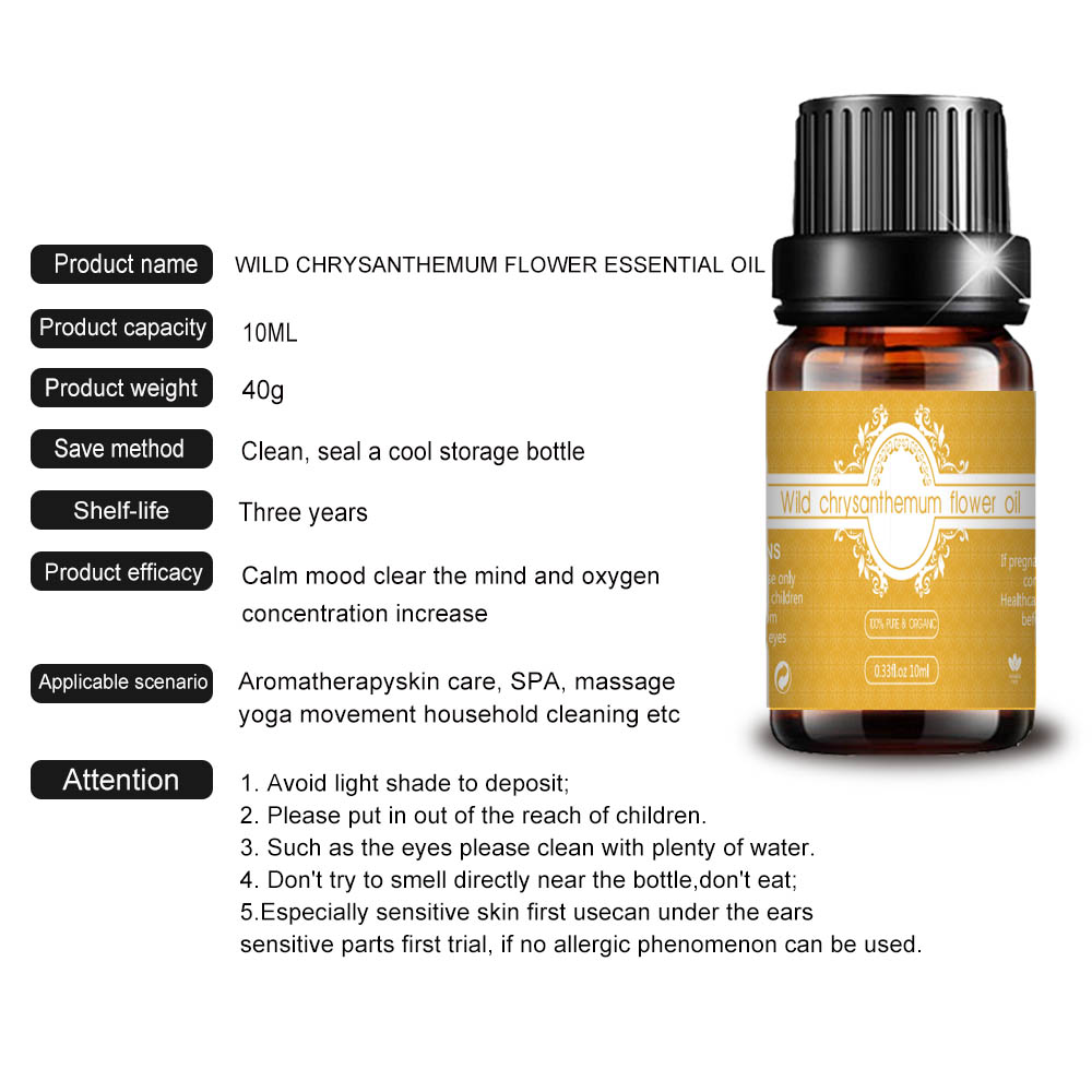 Organic pure wild chrysanthemum flower essential oil extract plant oil bulk price for aroma diffuser cosmetic grade oil