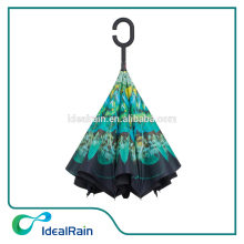 love bird peacock feather umbrella that opens backwards