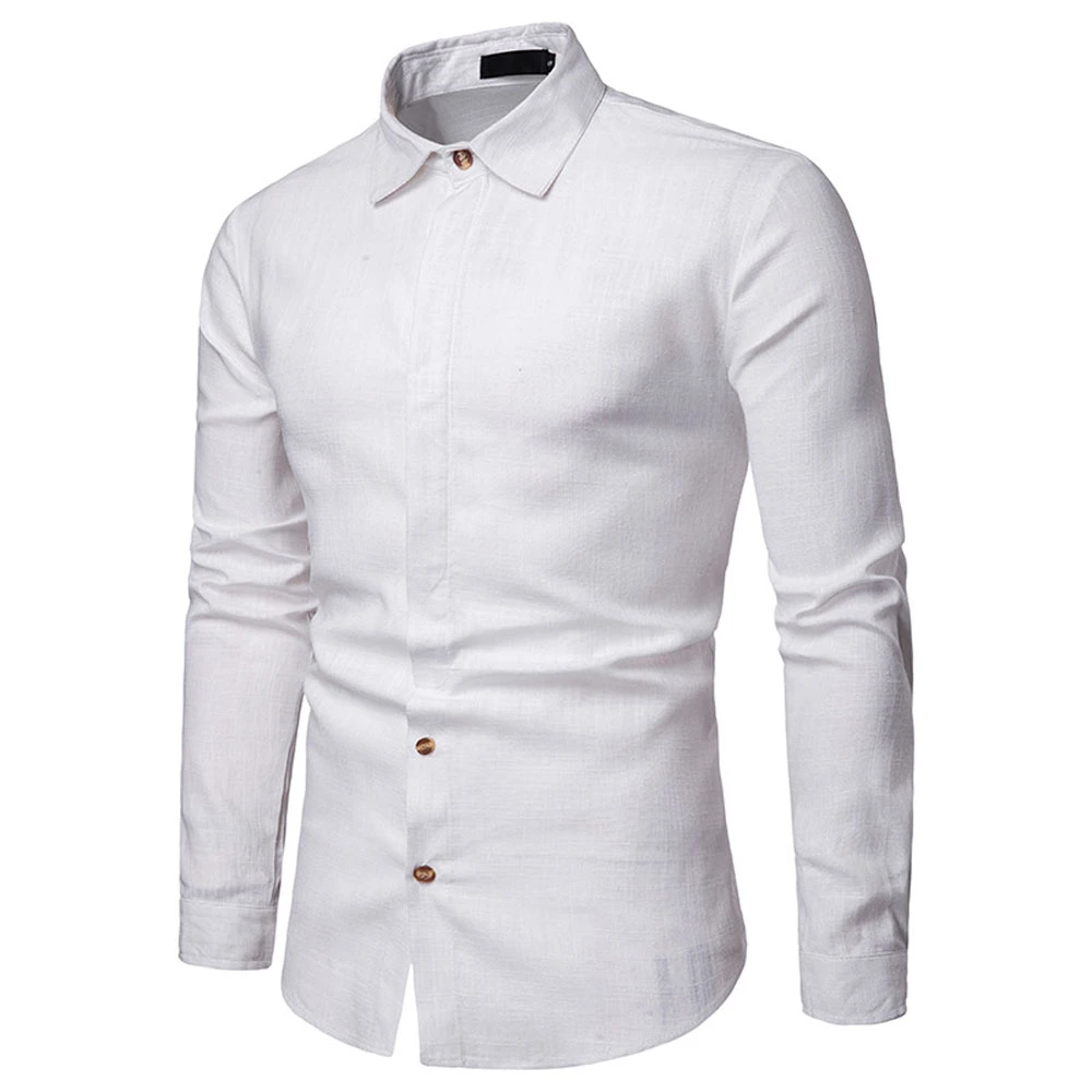 Cotton Linen Blend Fabric Business Formal Man Shirt