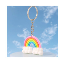 China Factory Wholesale: Custom Cloud Silicone Keychains & PVC Rubber Cartoon Keyrings (Rainbow)