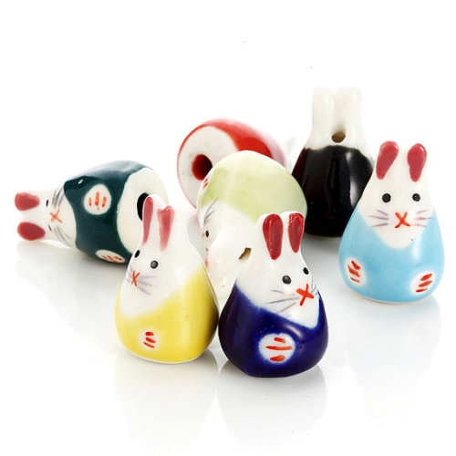 15 * 23MM Bunny Beads Spacer Ceramica Animal Luck Rabbit Beads