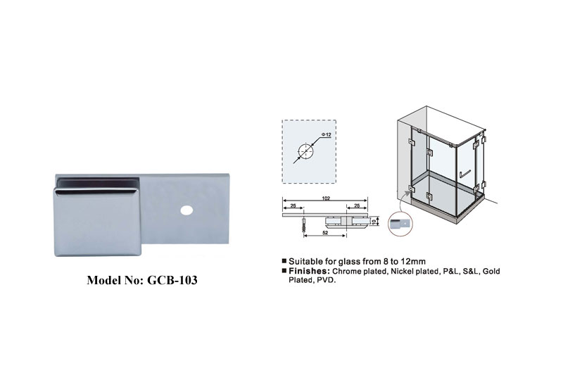 Wall To Glass Brass Clamp 180 Degree B