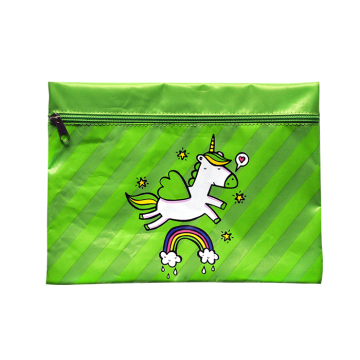 nylon fabric zipper closure unicorn logo printed pencil case