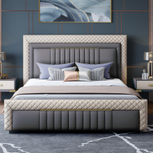 Light Luxury Real Leather Bedroom Beds