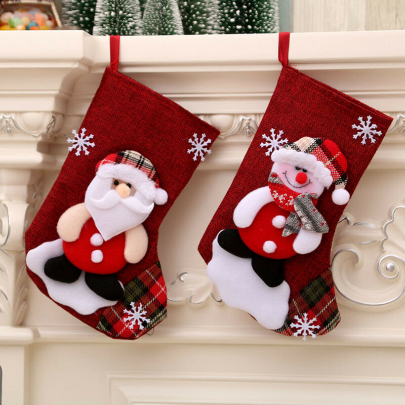 2020 New Hot Large Stockings Santa Elk Fabric Gift Socks Christmas Lovely Bag For Children Fireplace Tree Christmas Decoration