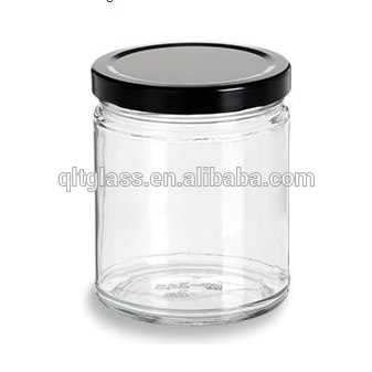 High quality 9oz straight sided glass jar with lids / hermetic food glass jar wholesale / round glass jar with screw top lid