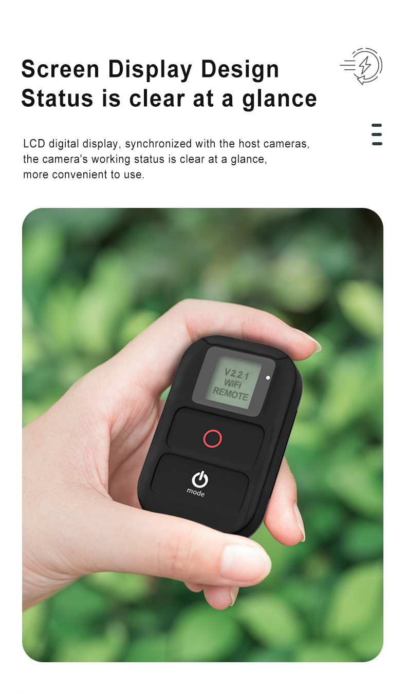 TELESIN WiFi Remote Control suitable for GoPro Hero 10 9 Max Hero 8 7 6 5 4 3 Black Hero 4 Session sports camera accessories