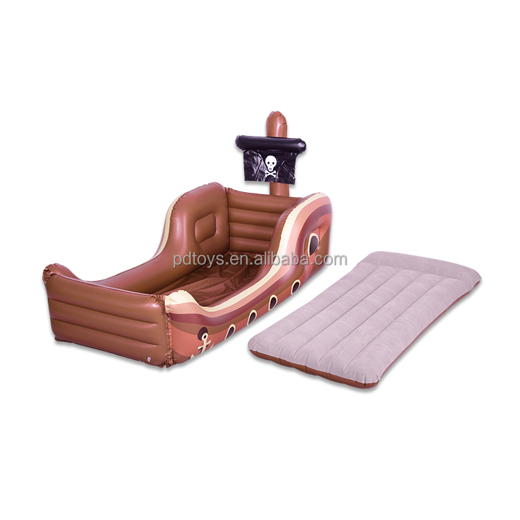 customization Inflatable Children Flocking bed Viking ship inflatable child's bed inflate air mattress_01