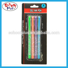 Non-toxic 4pcs glitter rainbow gel ink pen in blister card for promotion