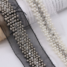 Factory Wholesale: High Density Bead Embroidery French Tulle Mesh Lace Trim