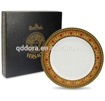 wholesale bone china dinner plates/white and gold plates/ceramics gift plate