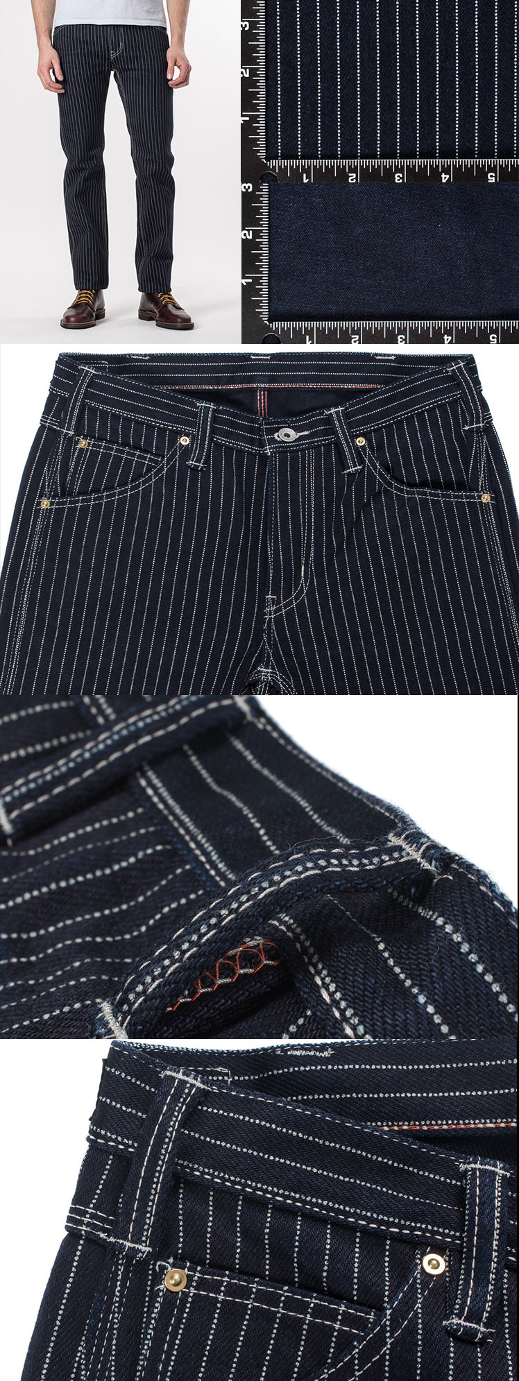 Low Moq Tersedia Hickory Stripe Jeggings Kain Raw Selvedge Denim Fabric Men Slim Jeans Celana