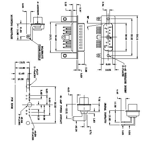 PDR11W1-MXXXXX01 POWER D-SUB 11W1 Right Angle PCB-MALE TYPE 