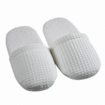 Hotel Slipper, Made of 100% Cotton Waffle Fabric, Open and Close Design for Hotel or Home