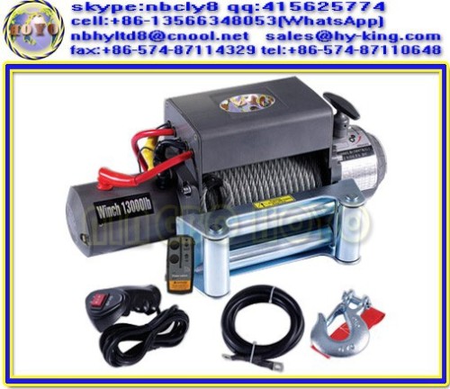 12v/24v dc four wheeler electric winches for trucks , ce wireless remote 13000lb winch , heavy duty high speed electric winch