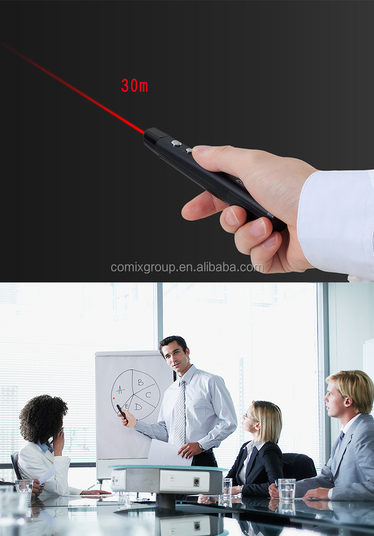 Comix Wireless Presenter PowerPoint Clicker Presentation 30-meter Remote Control Laser Pointer