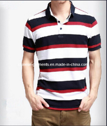 Strip Short Sleeve Polos T-Shirt for Man