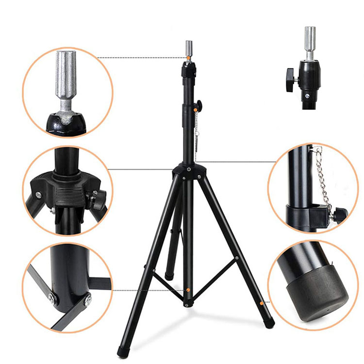 Wig Stand Holder Tripod Stand For Canvas Block Mannequin Head Adjustable For Wig Making Drying Styling Display With Pedals