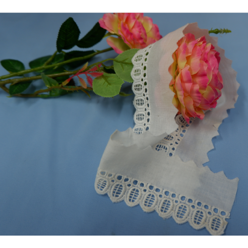 off White Cotton Stretch Fabric Lace Trims