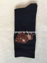 men black socks feather yarn with logo socks AQD-MS-30