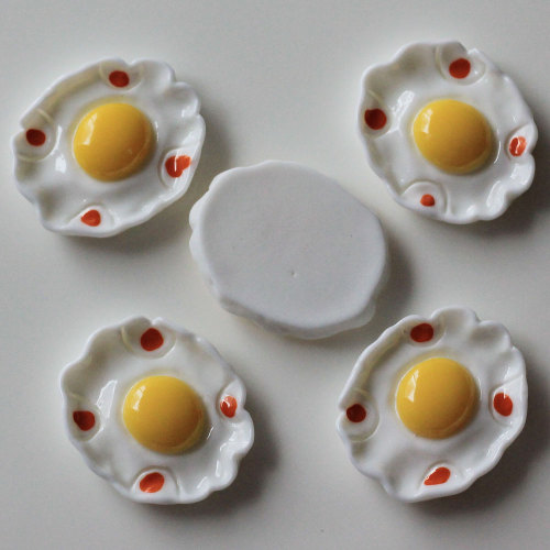 Bonitos huevos fritos, resina redonda Kawaii, cuentas de resina sueltas, 25 * 21mm, accesorios baratos para hacer limo, suministros de juguete