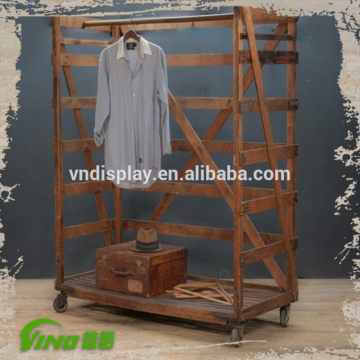 Rustic Wooden Cloth Rack , Cloth Display Rack , Garment Rack