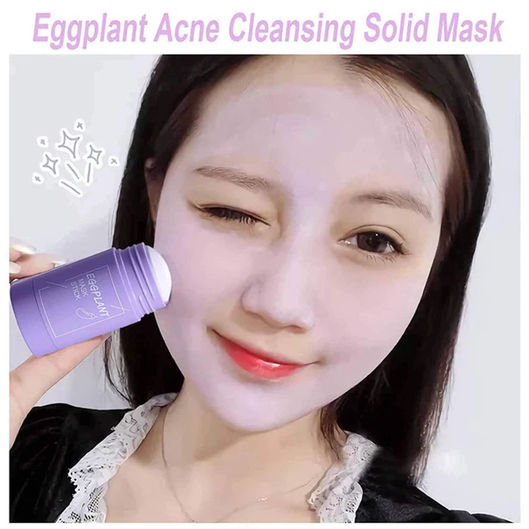 OEM Green Tea/Eggplant Acne Cleansing Purifying Lazy Solid Clay Mask