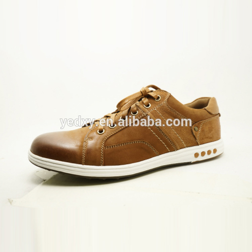 brown color loghtweight and elastic sole men leather trail running shoes