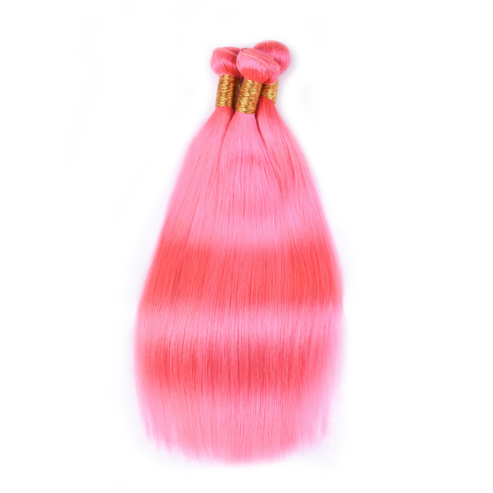 9a Grade Virgin Hair Wholesale Halloween Costumes Pink Straight Hair Extension Remy Hair WEAVING Silky Straight Wave >=45%